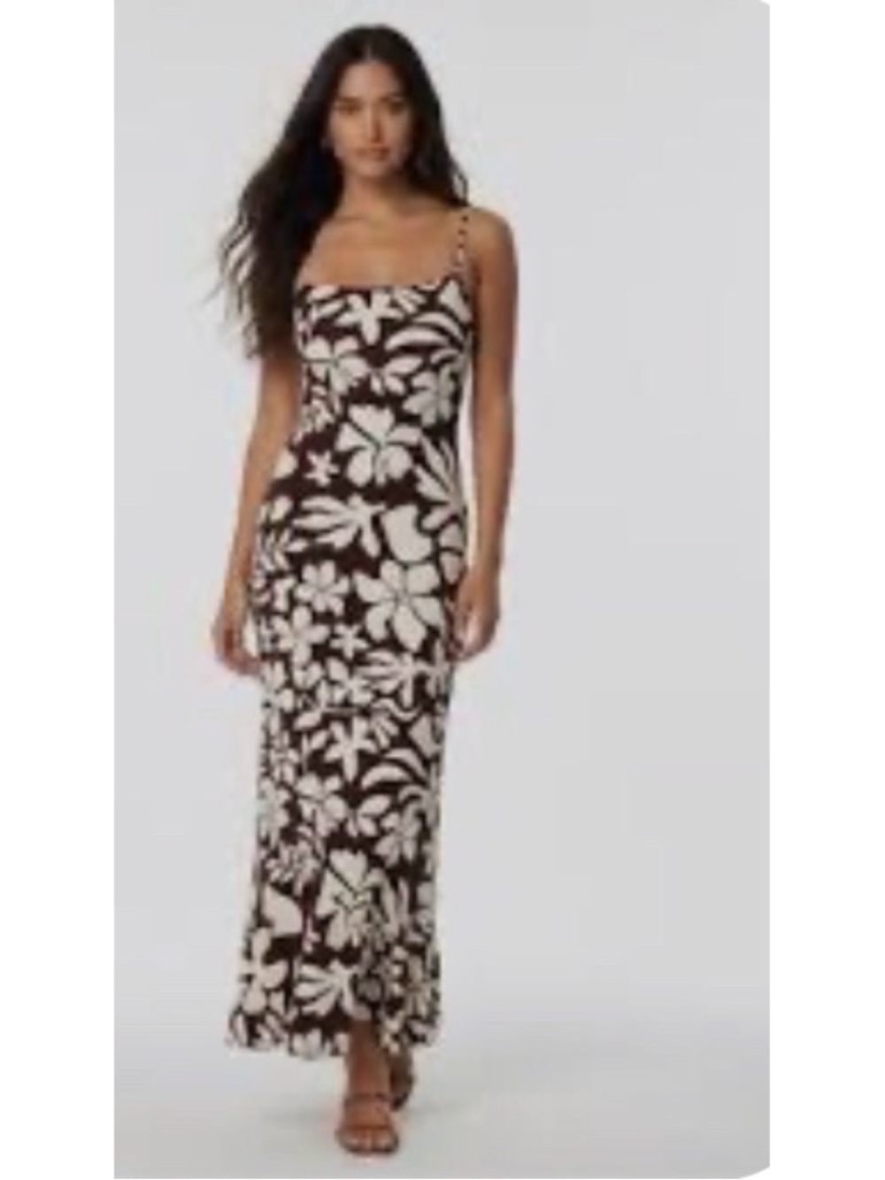 NWT Paper Heart Brown & White Floral Maxi Summer Slip Dress Size Large